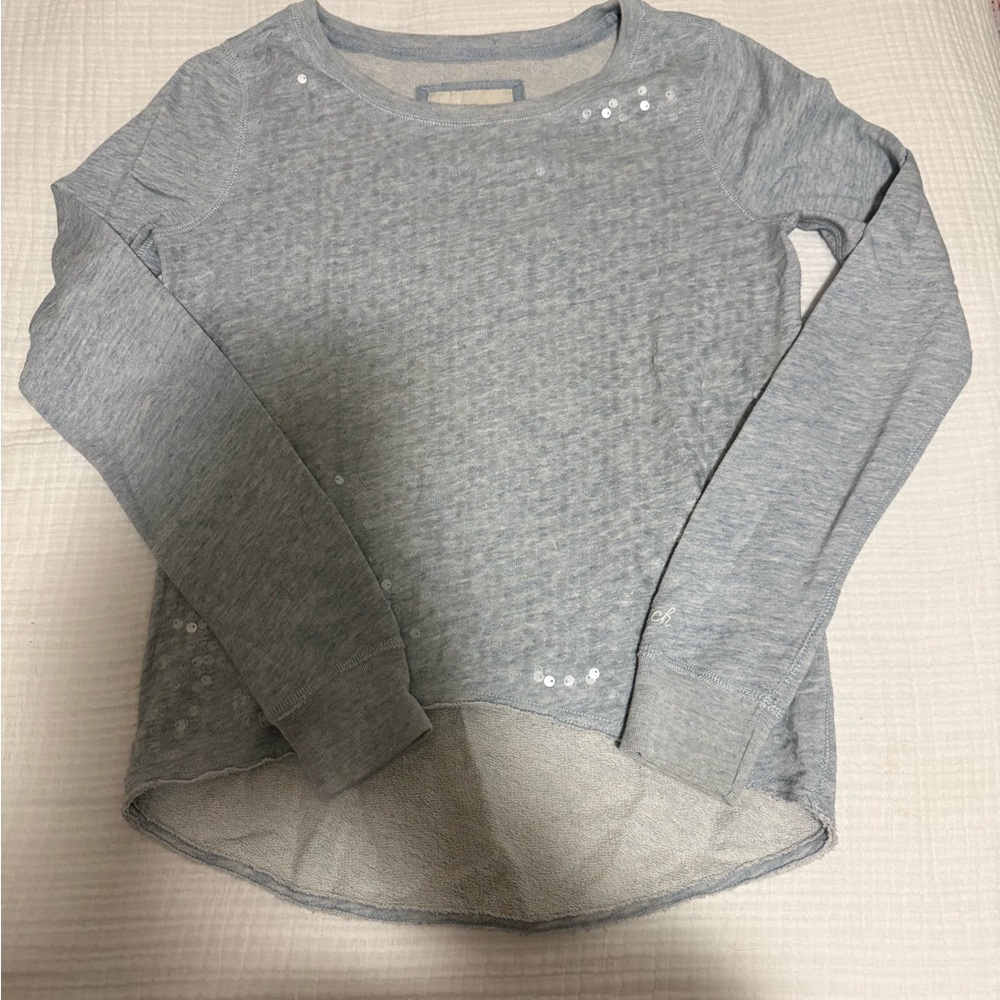 Abercrombie & Fitch Light Blue Long Sleeve Sequins Top